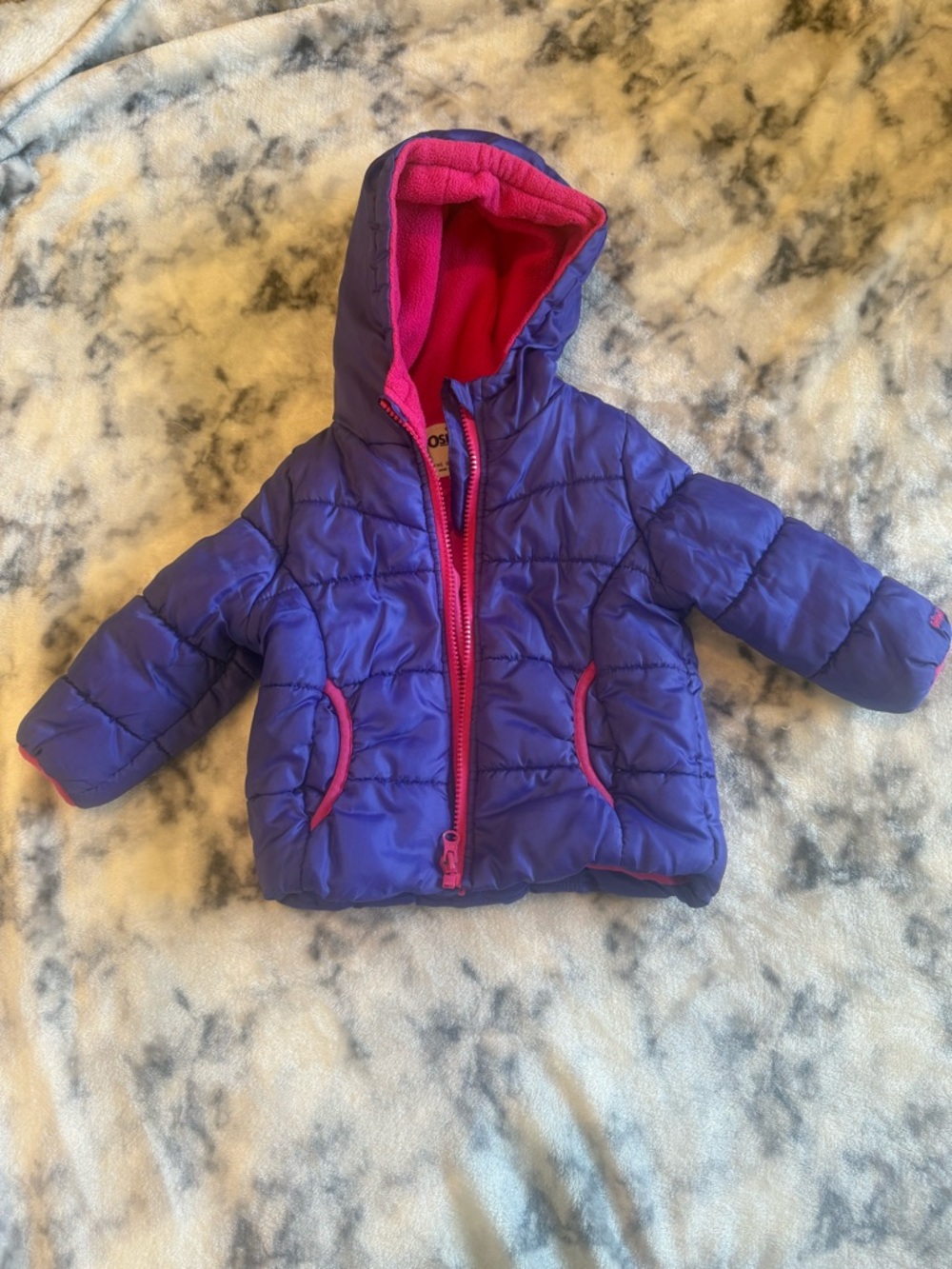 Purple Oshkosh Puffer Coat with Pink Trim